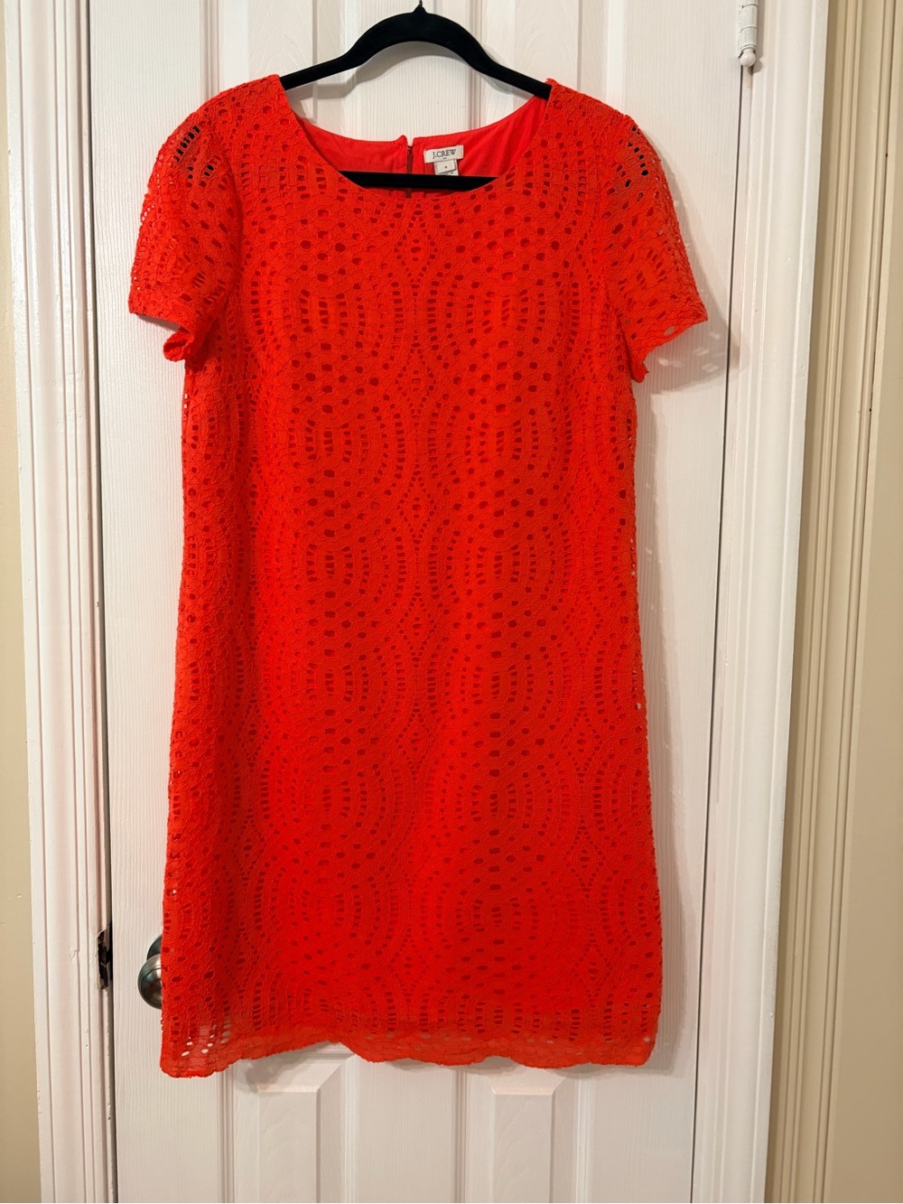 J. Crew Lace Shift Dress in Bright coral